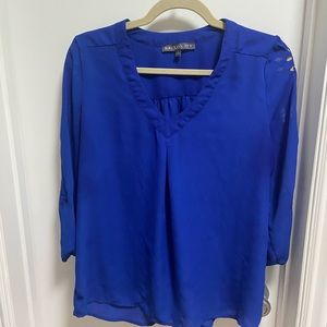 Royal blue blouse with cutout sleeve